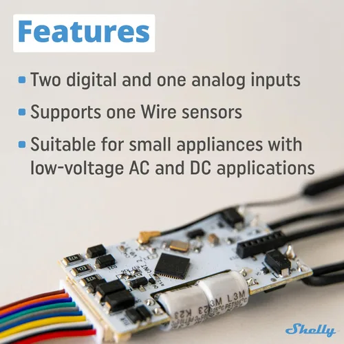 Vista 4 de Shelly Plus Uni Módulo inteligente operado por Wi-Fi y Bluetooth con contactos secos Automatización del hogar Compatible con Alexa y Google