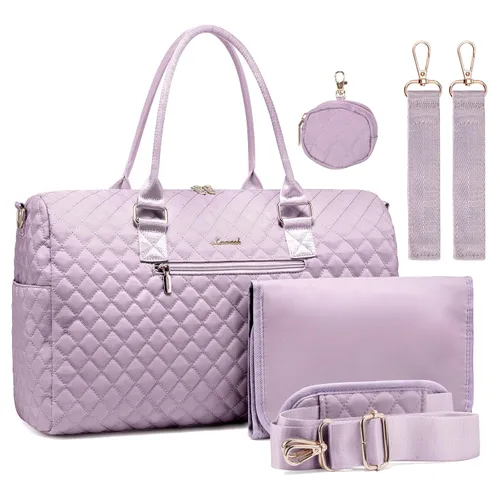 Vista 10 de LOVEVOOK - Bolso de pañales con estuche para chupete y cambiador, bolso grande de maternidad para hospital y viajes de fin de semana, bolso