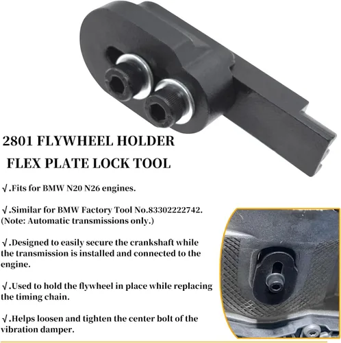 Vista 5 de Herramienta de Sujeción de Volante de Inercia 2801 y Herramienta de Bloqueo de Placa Flexible y Kit de Reparación de Sellos de Aceite 7676 con Eje