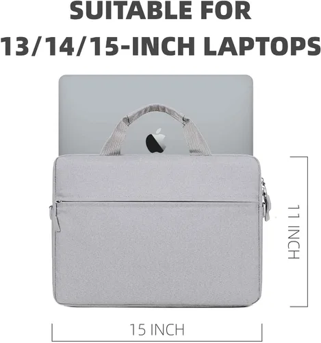 Vista 4 de Funda para portátil con correa para computadoras de 13-14 pulgadas, color rosa, Gris