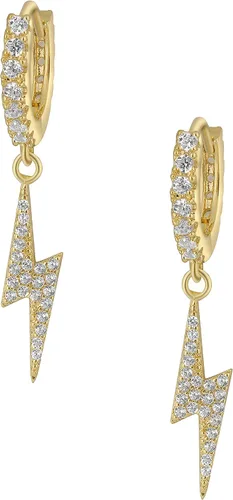 Vista 2 de GOVENUS Pendientes de aro chapados en oro de 14 quilates, delicados y ligeros, con aretes colgantes para mujeres y niñas