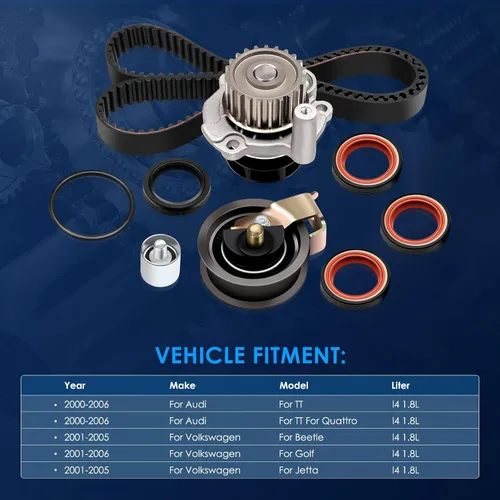 Vista 2 de Kit de correa de distribución ECCPP con bomba de agua Compatible 2000-2006 para Audi TT para Quattro 2001-2005 para Volkswagen Beetle 2001-2006