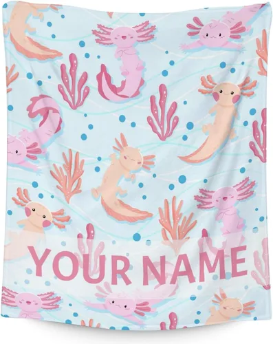 Vista 8 de Axolotl - Manta de regalo de 30 x 40 pulgadas, bonita manta para niñas, mantas suaves y peludas azules para sofá y oficina