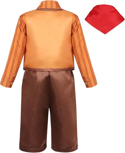 Vista 2 de Marendyee Disfraz de Antonio Madrigal para la familia camisa y pantalones conjunto de 4 piezas para niños y niñas