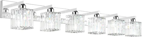 Vista 20 de Aipsun Accesorios de iluminación de tocador de baño, luces de tocador de cristal para baño, 2 luces, accesorios de iluminación de pared de acero