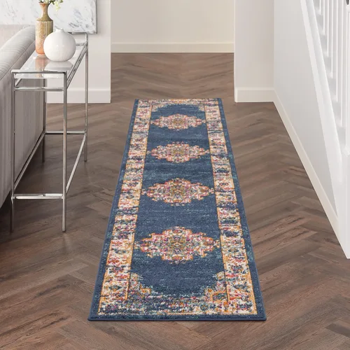 Vista 56 de Nourison Passion Alfombra marfil/negro, de 2 pies 2 pulgadas x 10 pies, fácil de limpiar, no desprende pelo, para habitación, sala, comedor, cocina