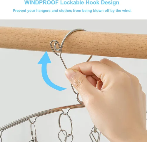 Vista 10 de Seropy Percha de ropa con 10 clips, estante de secado de ropa para ropa sucia, paquete de 6, colgador de calcetines de acero inoxidable, resistente
