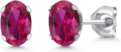 Vista 19 de Gem Stone King Oval Stud Earrings For Women Men 925 Sterling Silver Oval 6X4MM Gemstone Birthstone Fine Jewelry for Her Him Mom Dad Wife