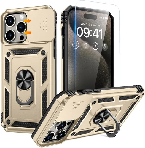 Vista 23 de Goton Funda para iPhone 14 Plus con Protector de Pantalla - Funda con Cubierta Deslizante para Cámara con Soporte de Anillo, Resistente de Grado