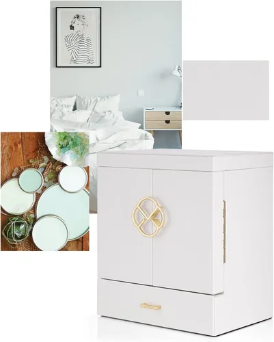 Vista 2 de Vlando Organizador grande de joyería de piel sintética con 5 dibujos, aretes, collares, anillos, cajas de reloj para mujeres y niñas (blanco)