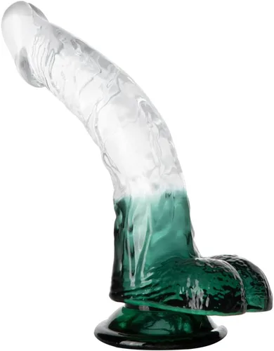 Vista 9 de FST Consolador realista de eje curvado, estimulación del punto G, pene con fuertes testículos de succión y diseño de venas para estimulación sexual