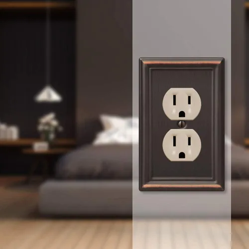 Vista 3 de Amerelle 149DDB - Placa de pared Chelsea, 1 Duplex, acero, bronce envejecido, 1 paquete