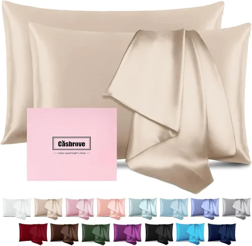 Vista 23 de Fundas de almohada de seda con cremallera, funda de almohada de morera, azul bebé, estándar, 1 unidad 20x26 Silk Pillowcase for Hair and