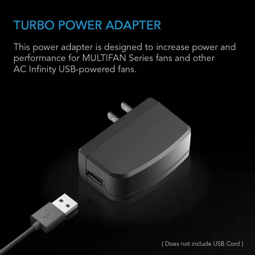 Vista 2 de AC Infinity Adaptador de corriente para ventilador turbo para ventiladores USB de la serie MULTIFAN