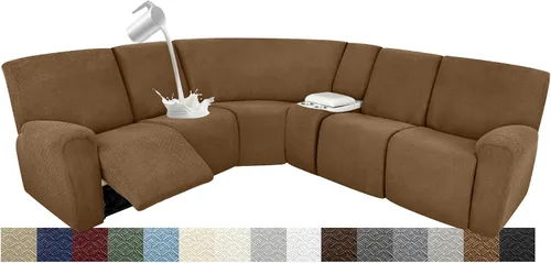 Vista 96 de Fundas impermeables de sofá reclinable modular para sofás reclinables, lavable en forma de L, para perros, fundas elásticas para sofá reclinable
