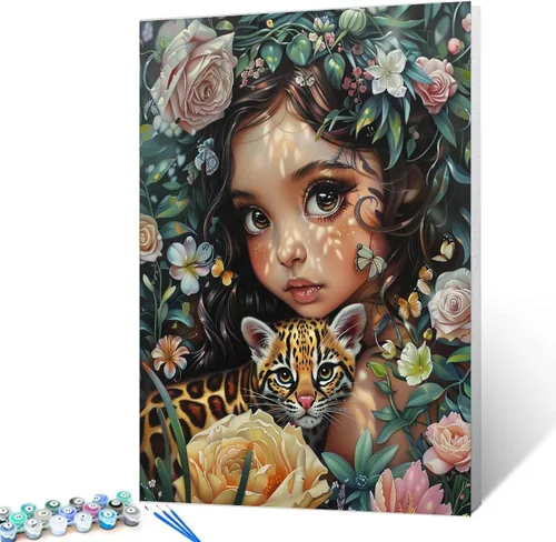 Vista 21 de Kit de pintura por números, lienzo de 16 x 20 pulgadas, pintura al óleo para niños, 16 x 20 pulgadas, pintura al óleo para adultos, adultos
