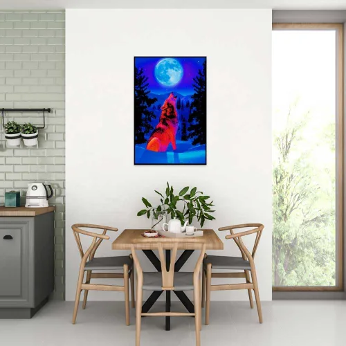 Vista 5 de Studio B Wolf Moon - Póster de luz negra, no flocado, 24 x 36 pulgadas
