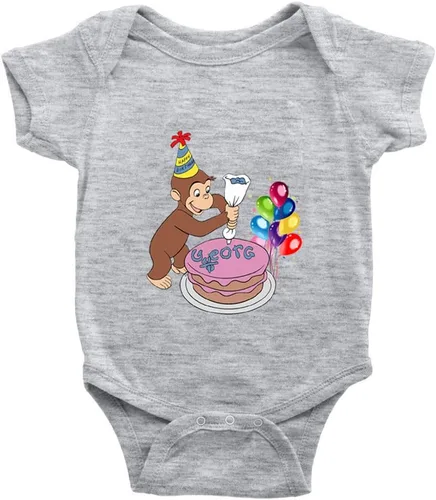 Vista 2 de Curious George Happy Birthday - Mameluco unisex de manga larga para bebé Azul
