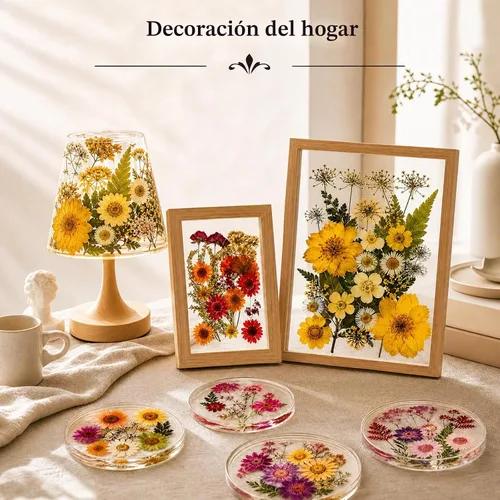 Vista 5 de 80 piezas de flores prensadas para resina con pinzas curvadas 80 piezas multicolor surtidas