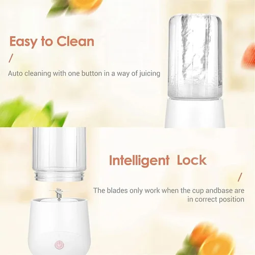Vista 5 de Powerful Plastic Portable Blender 4 Blades Personal Juicer For Smoothies Ice Blending Juicing And Food Processing 500ml/17.5oz compact(White)
