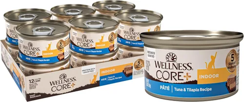 Vista 13 de Wellness CORE+ Alimento húmedo en paté de peso saludable para gatos adultos, natural, rico en proteínas, sin granos, 2.8 onzas, paquete de 12