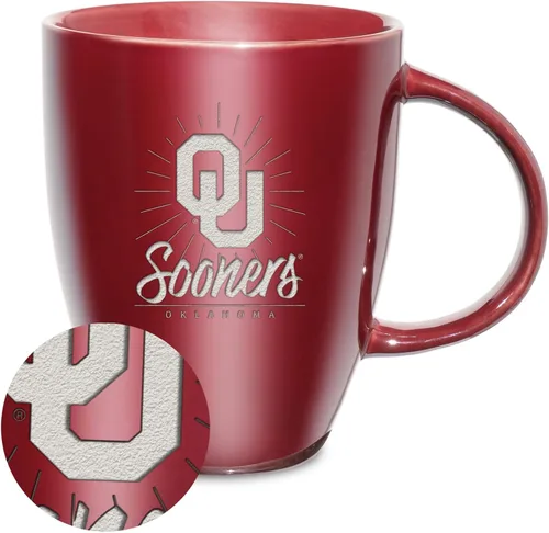 Vista 32 de Rico Industries - Taza de lustre cerámico con grabado láser de la NCAA de 18oz - Café-Té