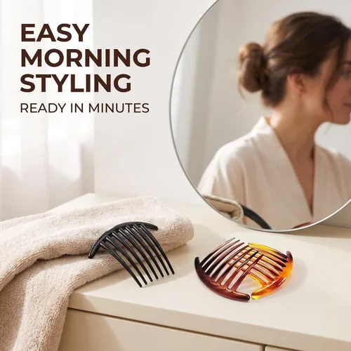 Vista 6 de Peine francés de 7 dientes, 3 pinzas de plástico para el cabello, peines laterales para el cabello, accesorio para el cabello para mujeres y niñas