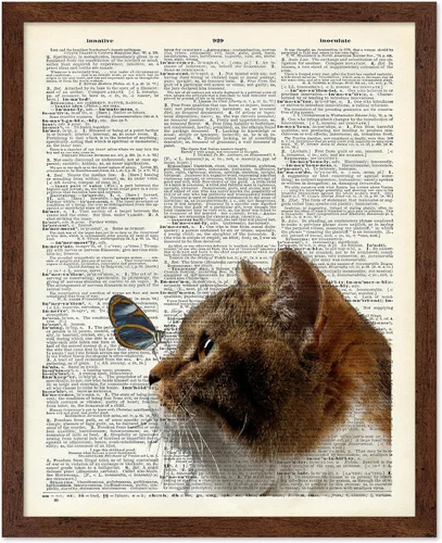 Vista 21 de Poster Master Póster artístico de diccionario, diseño de mariposa sobre gato, arte de gato y mariposa, regalo para veterinarios, amantes