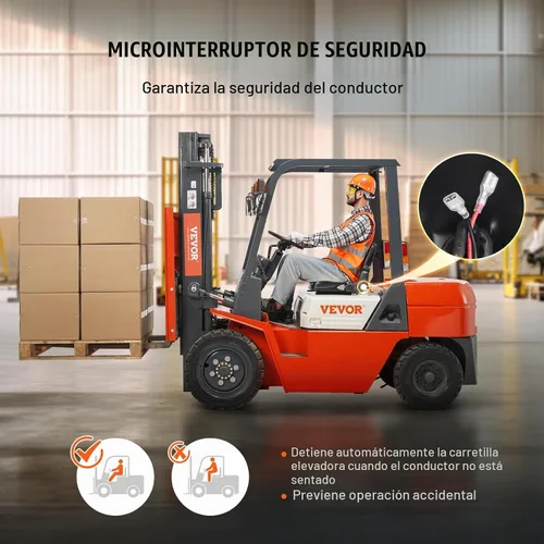 Vista 4 de VEVOR Asiento universal de carretilla elevadora, asiento de tractor plegable con respaldo de ángulo ajustable y micro interruptor, 6.3-13.4