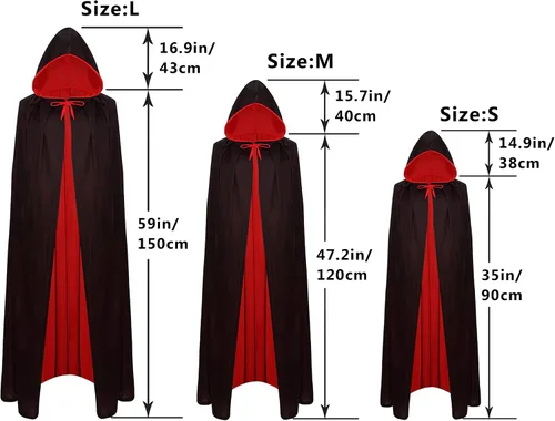 Vista 2 de SZCXTOP Capa de vampiro de Halloween de 59 pulgadas, unisex, para adultos o niños, reversible, para fiestas y disfraces de cosplay