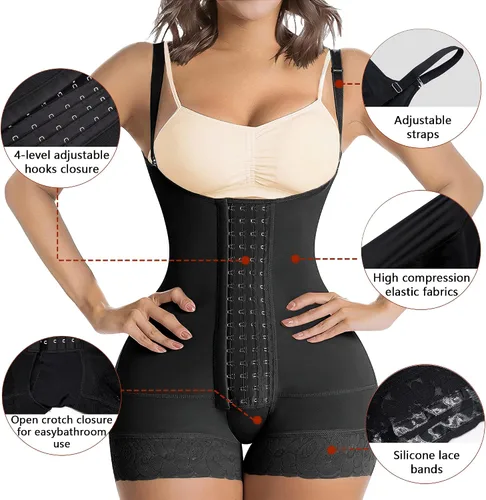 Vista 4 de SHAPERX Fajas Colombianas moldeadoras de cuerpo de alta compresión con control de abdomen para mujer levantamiento de glúteos adelgazante de muslos