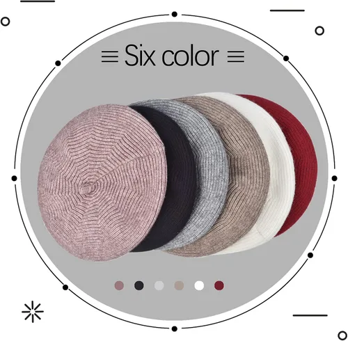 Vista 7 de Gorro de boina para mujer estilo francés gorro de punto con forro de lana cálido para invierno