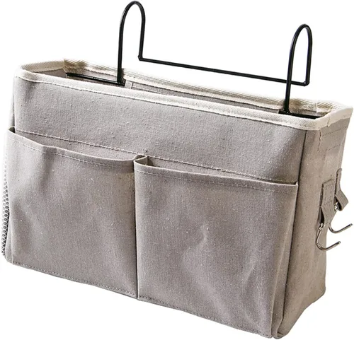 Vista 9 de Cosiki Bolsa de almacenamiento para colgar junto a la cama, mesita de noche, organizador de escritorio colgante para cabeceros, literas