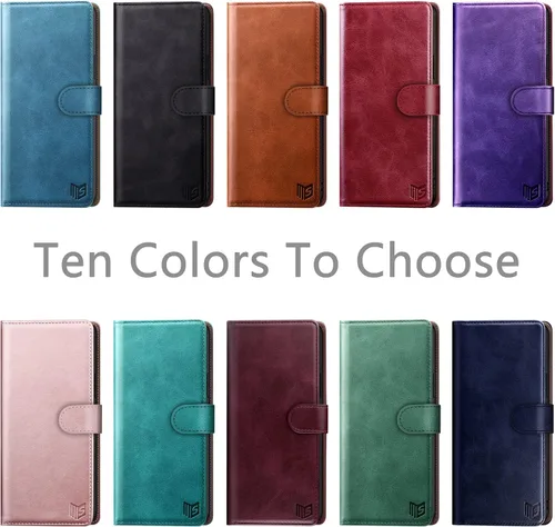Vista 4 de SUANPOT Funda de piel tipo cartera para Samsung Galaxy S22+/S22 Plus 5G con bloqueo RFID, tarjetero para tarjetas de crédito, funda para teléfono