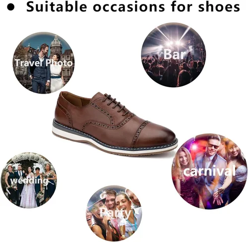 Vista 4 de Meijiana Zapatos de vestir casuales Oxfords para hombre, zapatos de cuero con cordones para hombre, zapatos Oxford de negocios