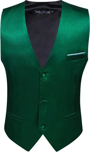 Vista 5 de Barry.Wang Chaleco formal para hombre, cuello en V, ajustado, casual, colores sólidos, chaleco para fiesta de boda