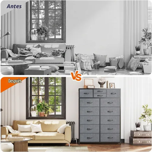 Vista 4 de EnHomee - Cómoda alta para dormitorio, anti-punta, gabinete de almacenamiento vertical de 52 pulgadas de alto
