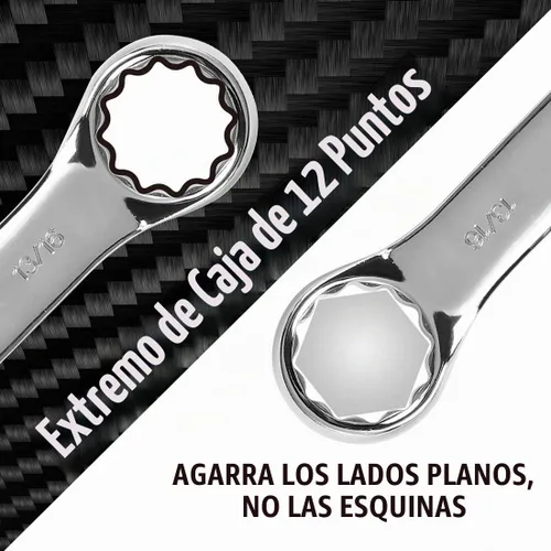 Vista 4 de DURATECH Juego de llaves combinadas Stubby, SAE, 11 piezas, 3/8" a 1