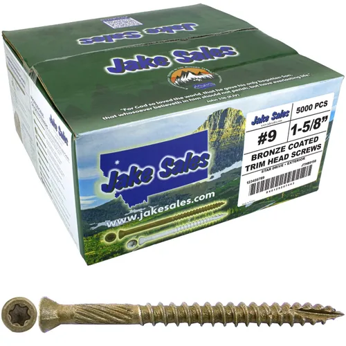 Vista 25 de Jake Sales Tornillo de madera multiusos con revestimiento de bronce de 1-5/8 pulgadas, cabeza torx/Star Drive Trim Head
