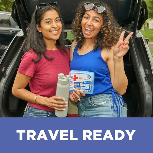 Vista 2 de BAND-AID Brand Travel Ready Kit portátil de primeros auxilios de emergencia, cuidado de heridas menores, perfecto para el hogar, automóvil, camping