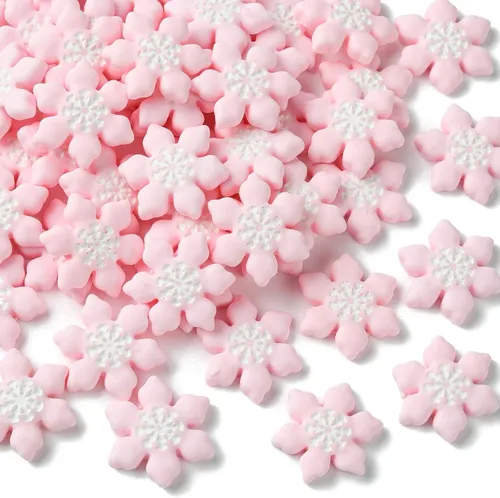 Vista 9 de LiQunSweet 200 piezas de cabujones de resina con temática navideña, copos de nieve blancos, abalorios para manualidades, collares, pulseras