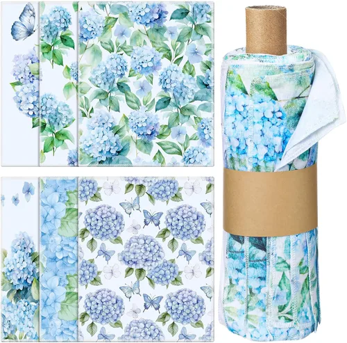Vista 13 de Paquete de 6 paños de cocina reutilizables, toallas de algodón, flores silvestres