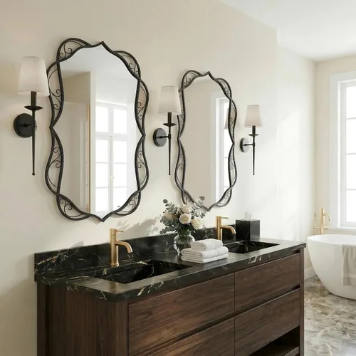 Vista 7 de Besdomus Espejo de baño negro moderno: espejos de baño grandes de 24 x 36 pulgadas para colgar sobre el fregadero, colgante vertical u horizontal