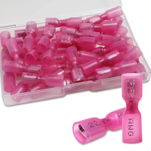 Vista 15 de 100 piezas de conectores de pala, terminales de pala termorretráctiles 12-10 AWG, conectores de cable hembra