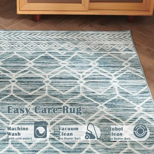 Vista 195 de jinchan Alfombra marroquí de pasillo 2x6 - Alfombra de pasillo lavable a máquina para cocina, alfombra moderna geométrica suave de pelo bajo