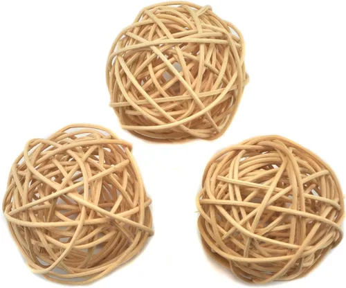 Vista 8 de 20 bolas de mimbre de ratán para decoración de mesa de boda, fiesta de Navidad (diámetro de 1.2 pulgadas, negro)