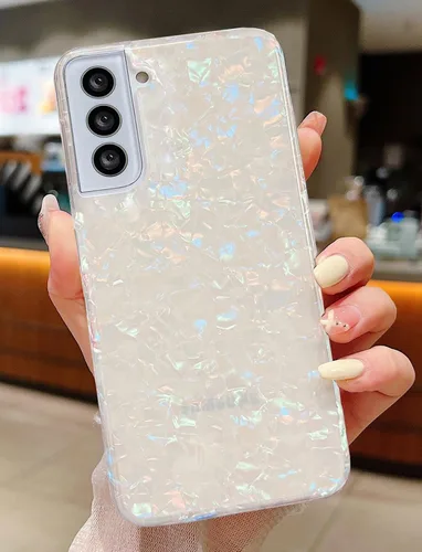 Vista 5 de J.west Funda para Galaxy S22 Plus 5G de 6.6 pulgadas, con purpurina brillante translúcida translúcida y colorida, diseño de lámina fina de ópalo