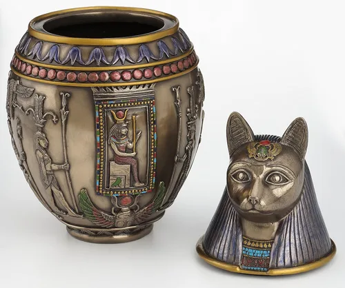 Vista 2 de Urna conmemorativa de gato bastet egipcio raro