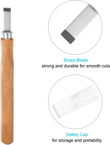 Vista 4 de uxcell Cuchillo de tallado de madera, cinceles, acero de alta velocidad de 0.157 pulgadas (0.283 in) para escultura plana grande para manualidades
