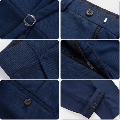 Vista 6 de YND Conjunto de esmoquin de 3 piezas para hombre, ajuste delgado, cuello de chal de un botón, chaleco de color liso, con corbatín